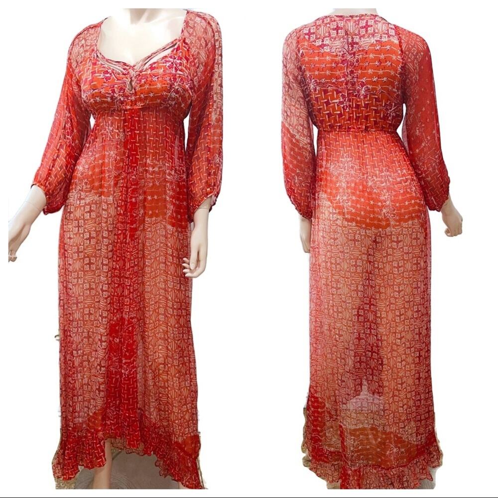 Poupette St Barth 100% Silk Print Hi-low Tunic Size S
